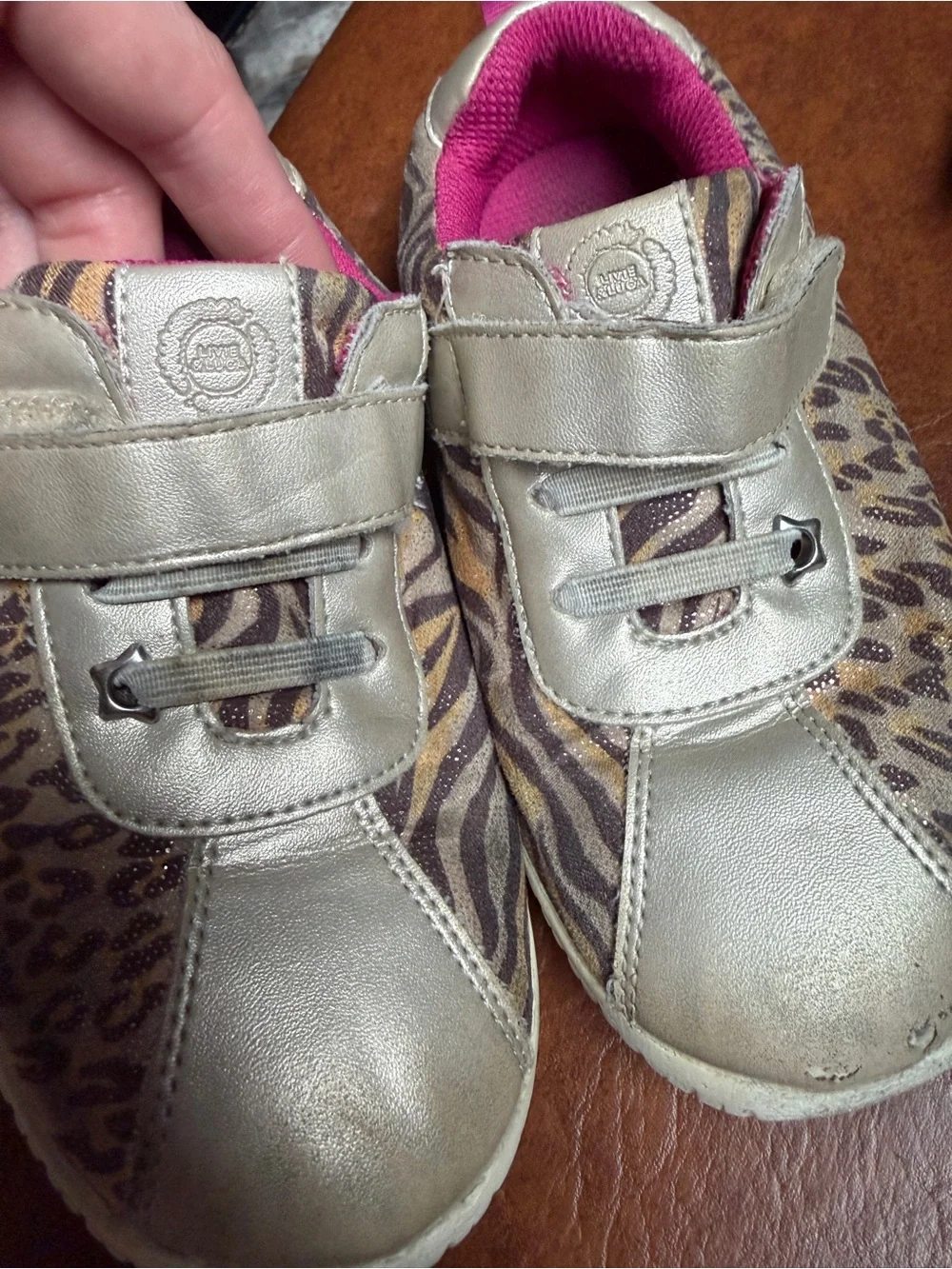 2 pairs of Metallic Shoes: sandals and Animal-Print Livie & Luca Girls size 12
